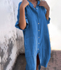 Robe Chemise Décontractée en Coton et Lin pour Femmes