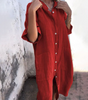 Robe Chemise Décontractée en Coton et Lin pour Femmes