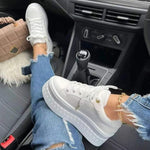 Basket Plateforme à Semelle Épaisse en Simili Cuir pour Femme