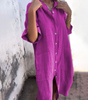 Robe Chemise Décontractée en Coton et Lin pour Femmes