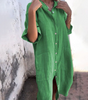 Robe Chemise Décontractée en Coton et Lin pour Femmes