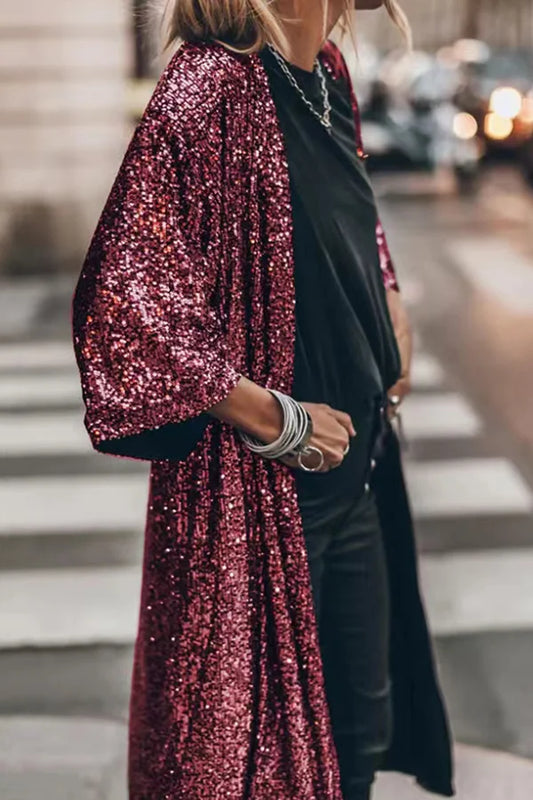 Cardigan à Paillettes Coupe Décontractée pour Femmes