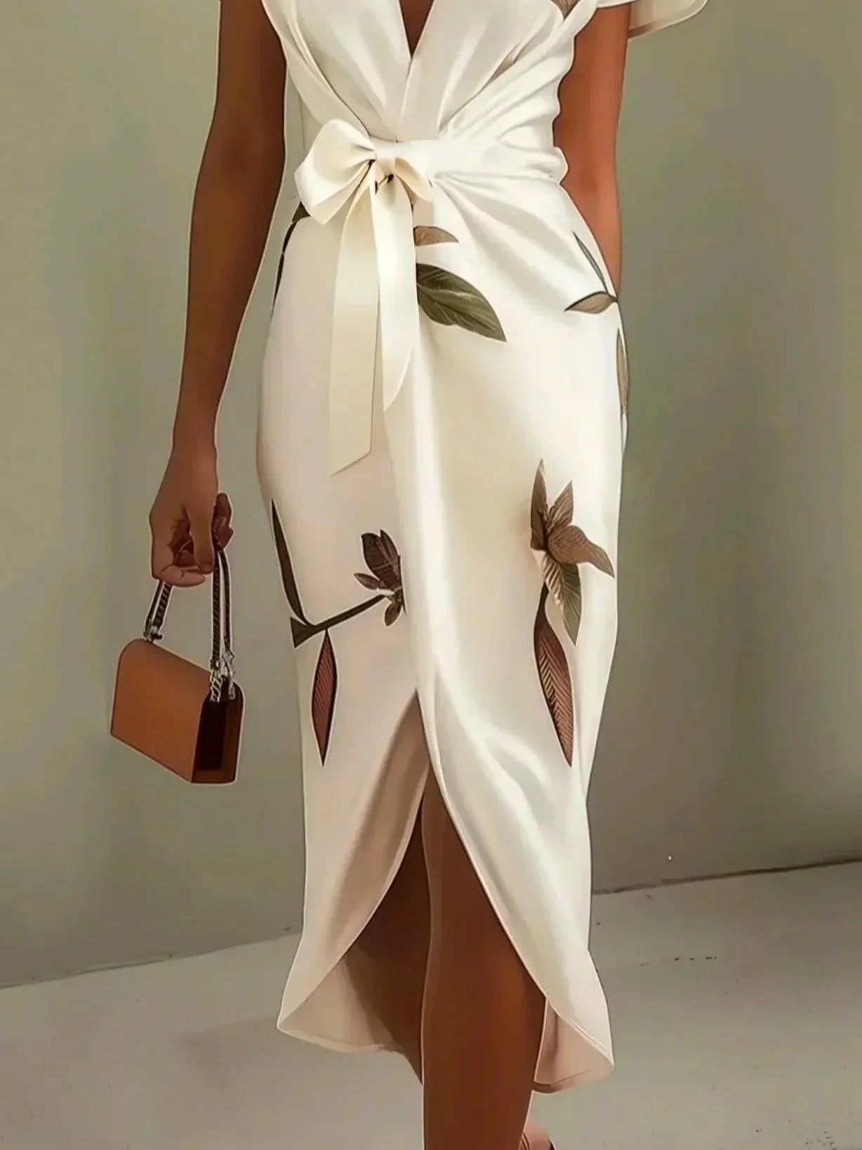 Robe Midi Imprimée Ceinturée pour Femmes