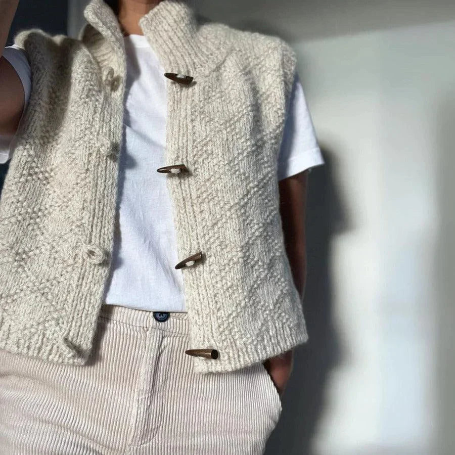 Gilet Sans Manche à Col Montant en Maille pour Femme