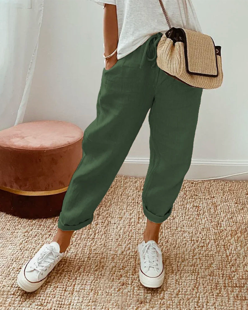 Pantalon Décontracté en Lin pour Femme | Idéal pour le Quotidien