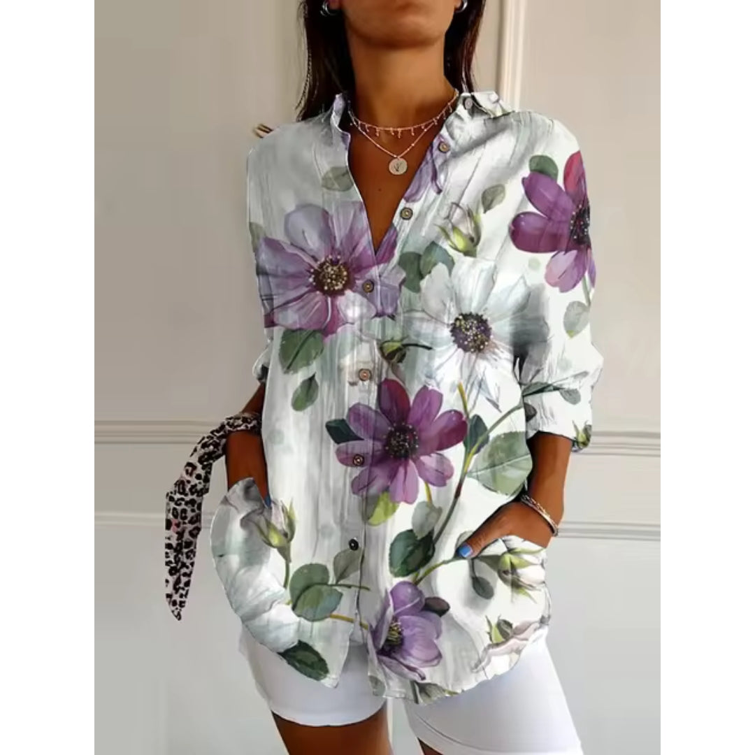 Chemise Longue à Imprimé Floral pour Femmes