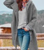 Manteau Long Casual à Pochette pour Femmes