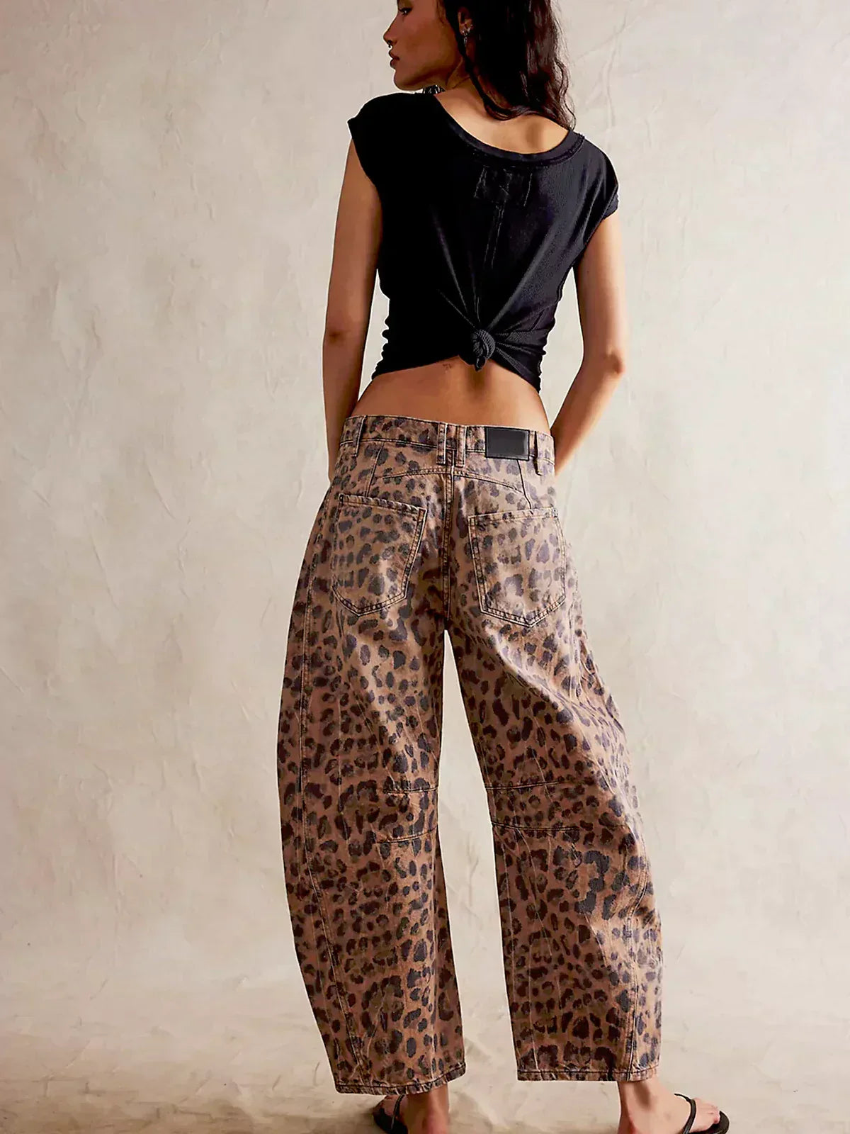 Leopard Print Denim Barrel for Women