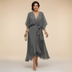 Robe Longue en Chiffon à Manches Chauve-Souris pour Femmes