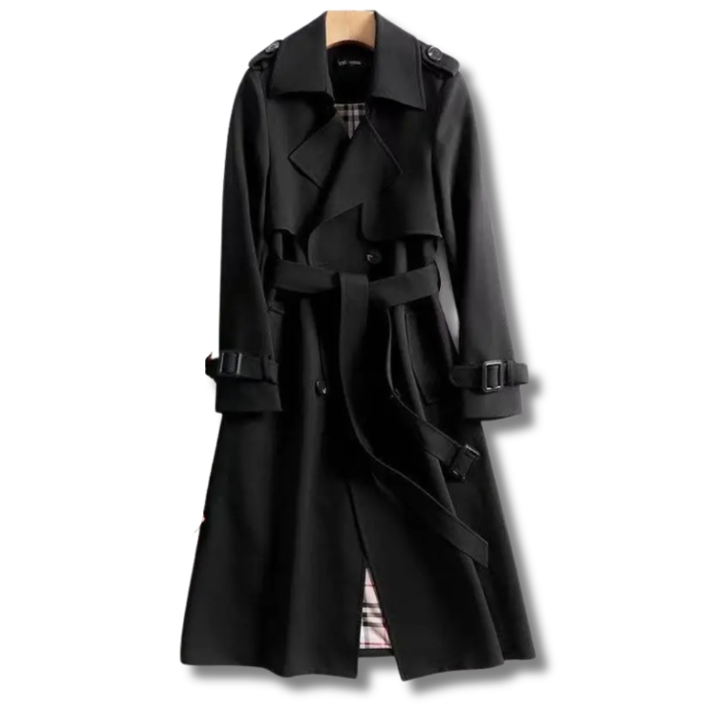 Trench Coat Long en Coton pour Femme