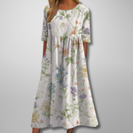 Robe Midi Imprimée à Col Rond pour Femmes