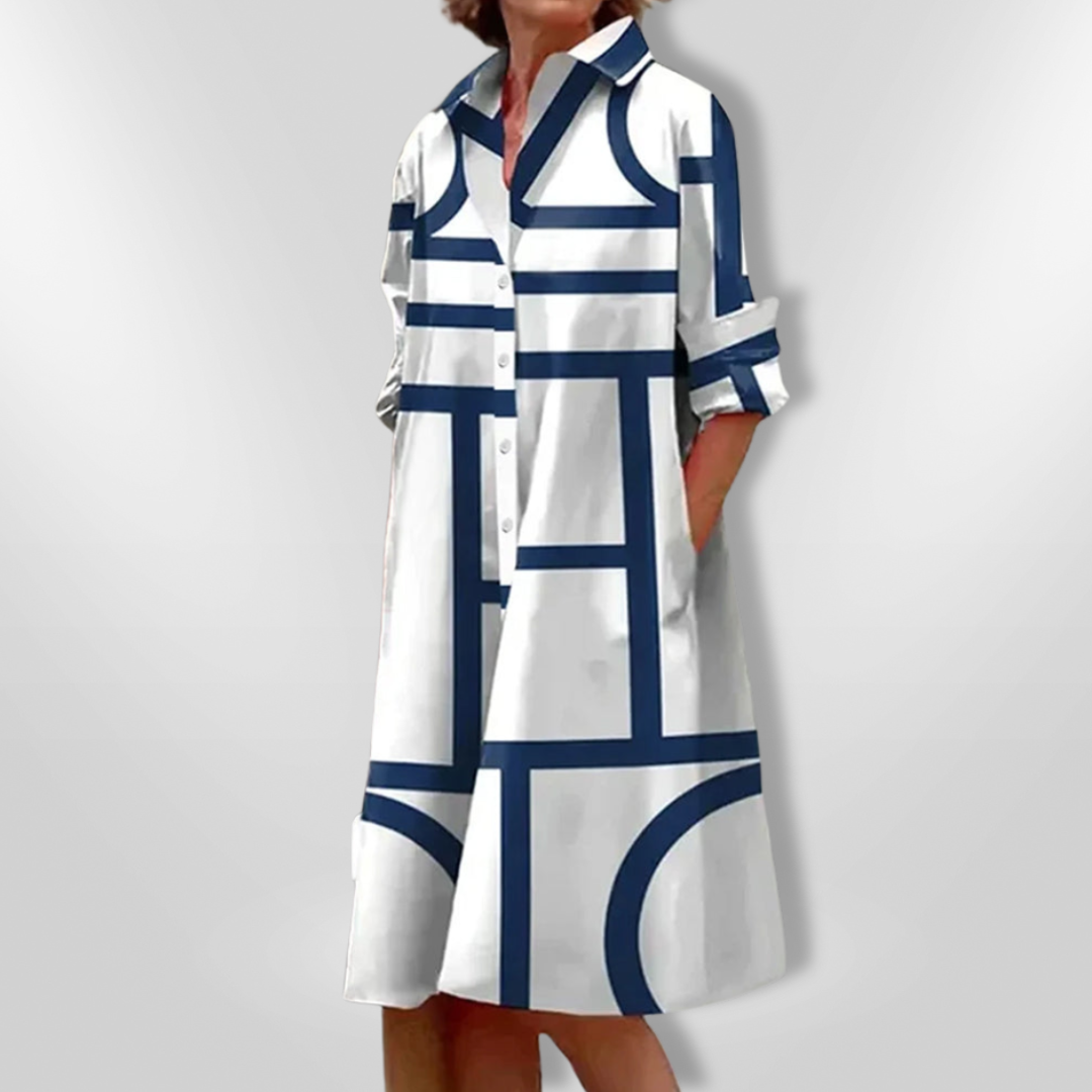 Robe Midi Motif Géométrique pour Femmes