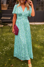 Robe Longue à Imprimé Fleuri et Taille Marquée pour Femme | Idéale pour l'Été