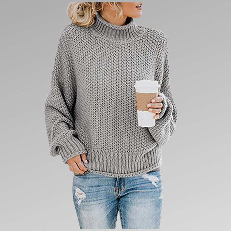 Pull Oversize en Maille à Col Montant pour Femme