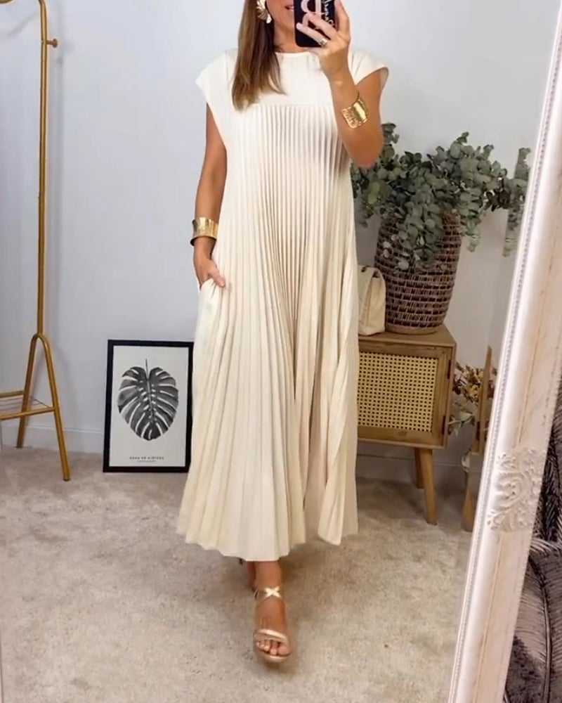 Robe Longue Plissée sans Manches pour Femme | Idéale pour le Quotidien