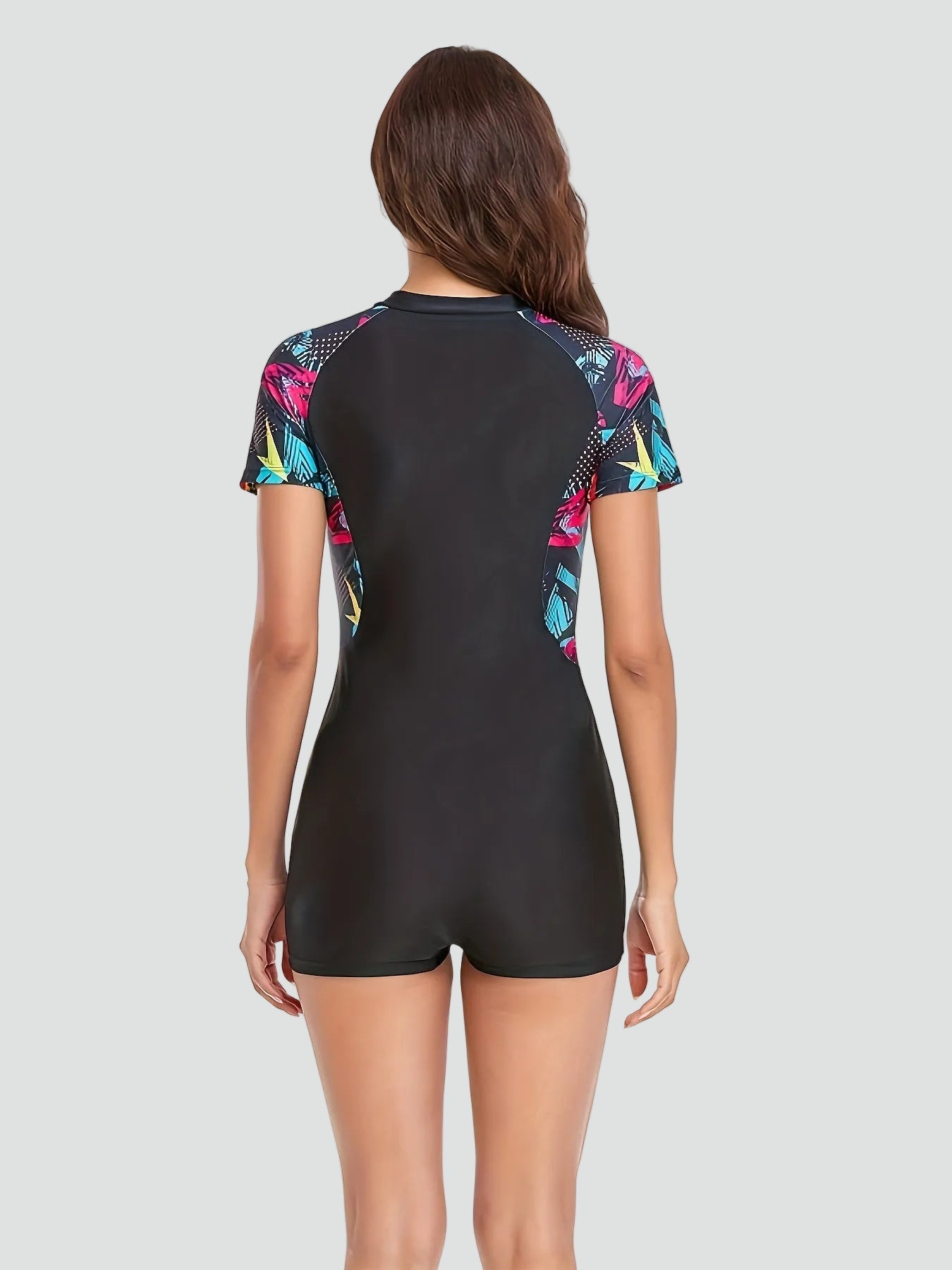Maillot de Bain Une Pièce à Manches Courtes et Fermeture Éclair pour Femme | Idéale pour l'Été