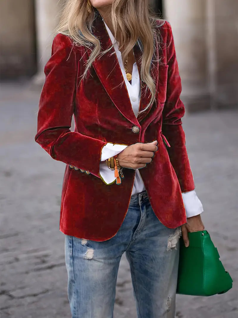 Blazer Féminin Élégant Boutons Dorés pour Femmes