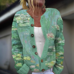 Cardigan en laine et coton à imprimé pour femmes