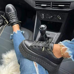 Basket Plateforme à Semelle Épaisse en Simili Cuir pour Femme
