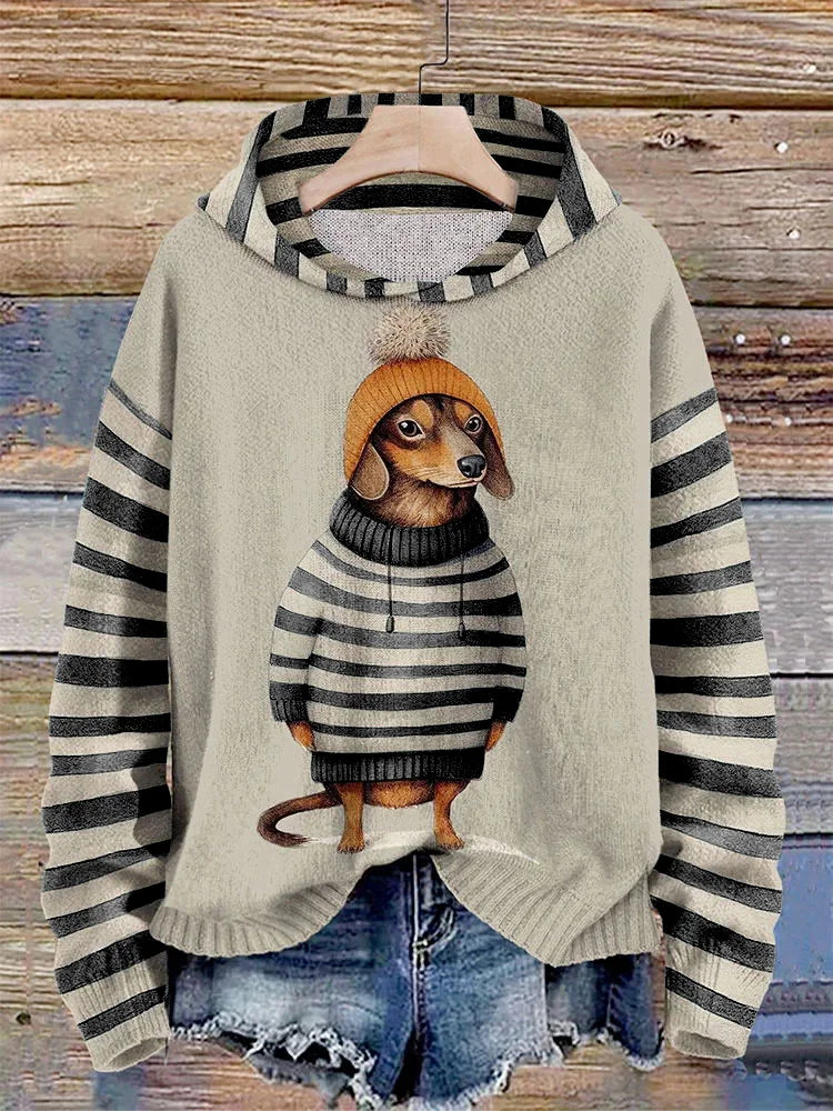 Sweat à Capuche Décontracté à Motif de Chien pour Femmes