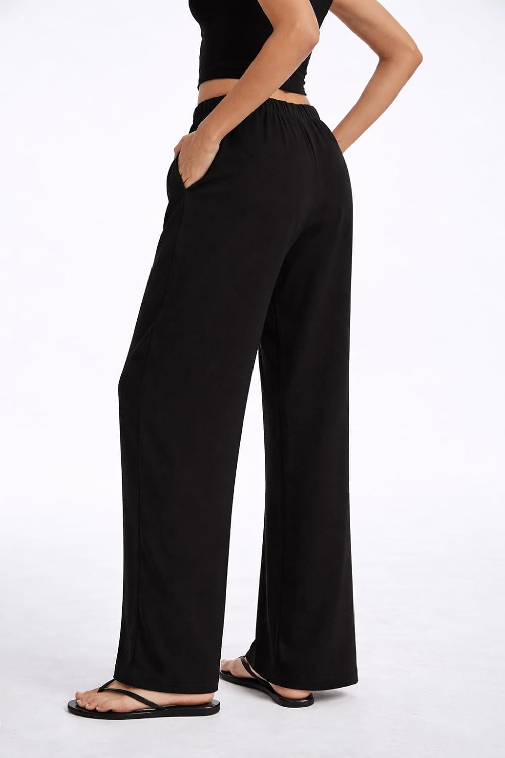 Pantalon large fluide en crêpe pour femmes