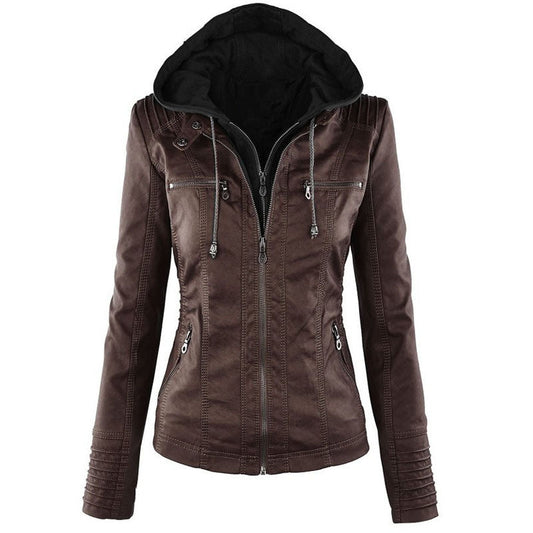 Veste Motard Chic en Similicuir pour Femmes