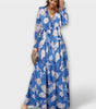 Robe Maxi à Manches Longues et Imprimé Floral pour Femmes