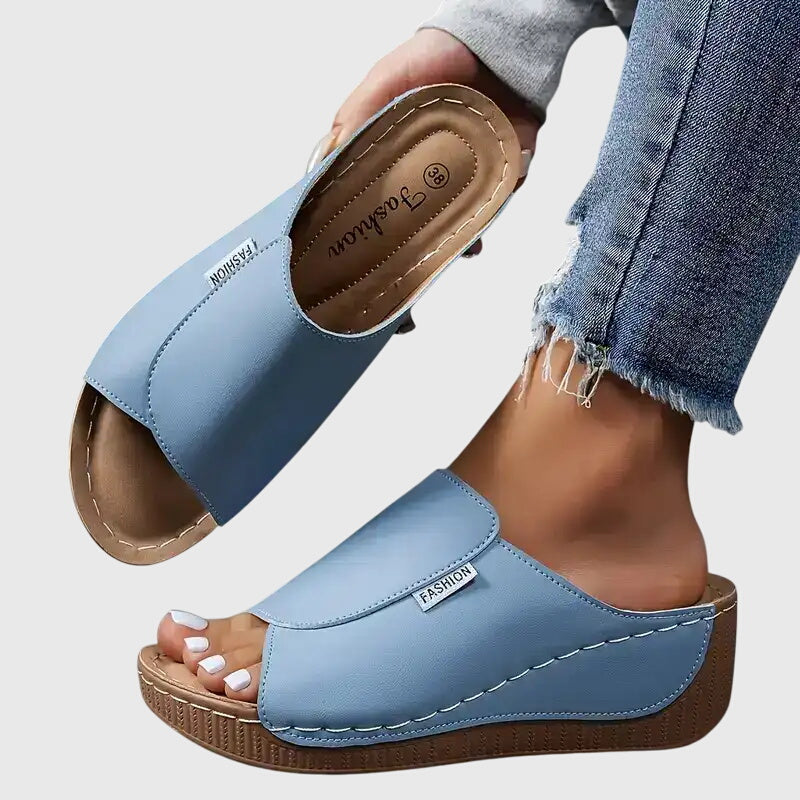 Sandales Confort Ouvertes à Semelle Compensée pour Femmes