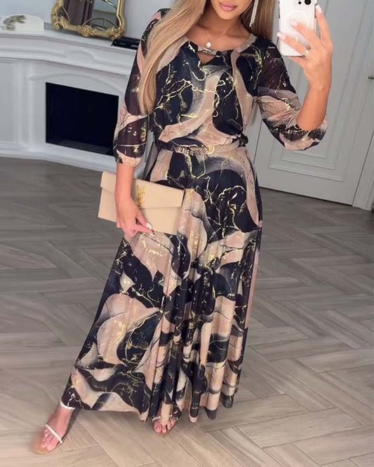 Robe Maxi Fluide Imprimée Élégance Légère