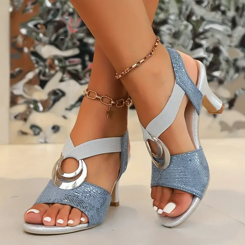 Sandales à Talon avec Boucles Métalliques pour Femme | Idéales pour les Sorties