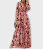 Robe Maxi à Manches Longues et Imprimé Floral pour Femmes