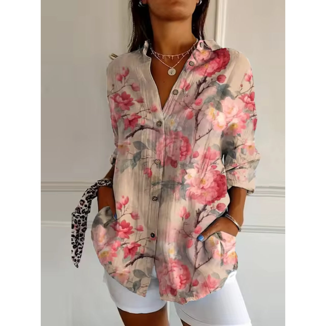 Chemise Longue à Imprimé Floral pour Femmes
