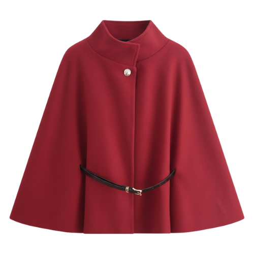 Cape Manteau Ceinturé à Manches Chauve-Souris pour Femmes