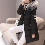 Elegant Long Coat with Hood in Faux Fur for Women