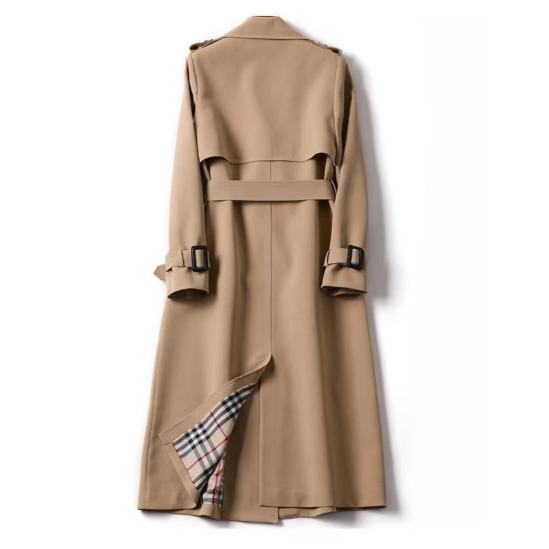 Trench Coat Long en Coton pour Femme