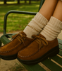 Mocassin Confort à Lacets et Semelle Plateforme en Suédine pour Femme