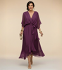 Robe Longue en Chiffon à Manches Chauve-Souris pour Femmes