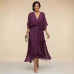 Robe Longue en Chiffon à Manches Chauve-Souris pour Femmes