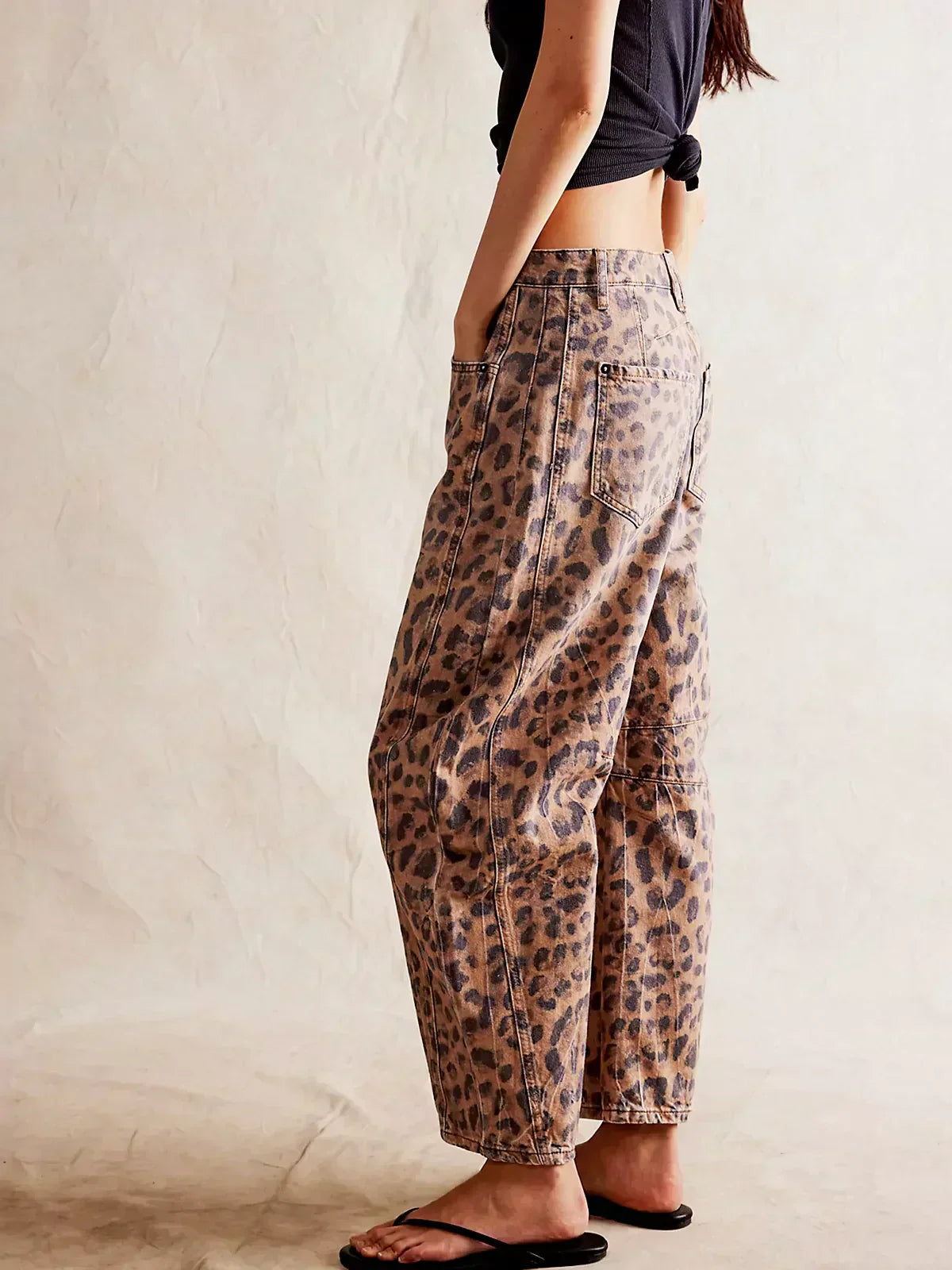 Leopard Print Denim Barrel for Women