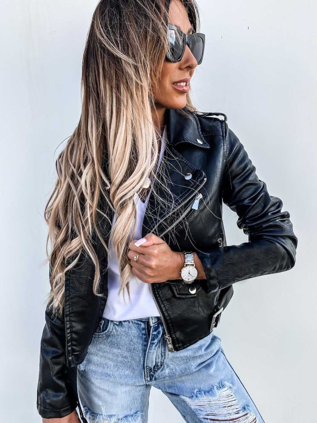 Veste Urbaine Chic en Faux Cuir pour Femmes