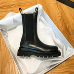 Bottine Chelsea Plate en Simili Cuir pour Femme