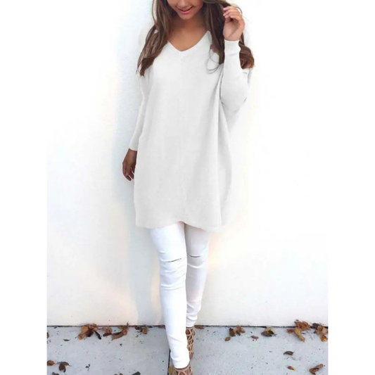 Pullover Oversize Col V pour Femmes