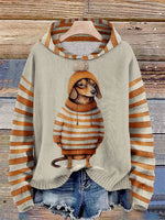 Sweat à Capuche Décontracté à Motif de Chien pour Femmes