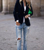 Blazer Féminin Élégant Boutons Dorés pour Femmes