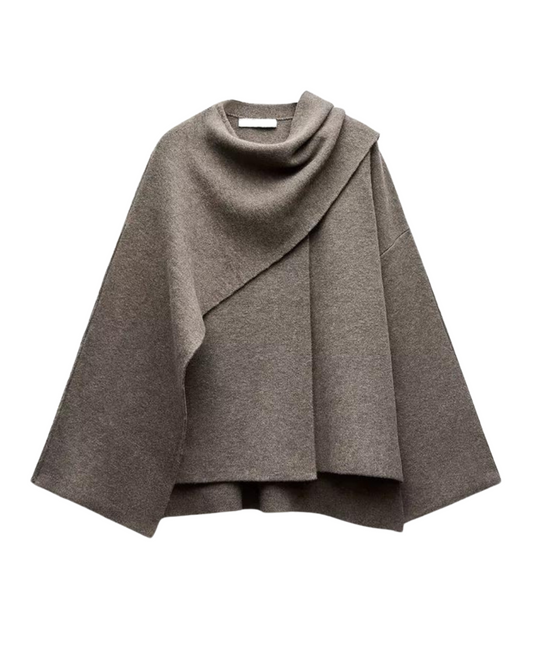 Poncho Asymétrique en Laine pour Femme