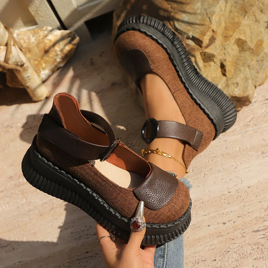 Chaussures Vintage à Bout Rond pour Femmes