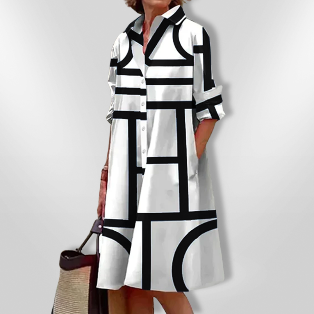 Robe Midi Motif Géométrique pour Femmes