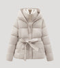 Veste Matelassée à Capuche et Ceinture pour Femmes