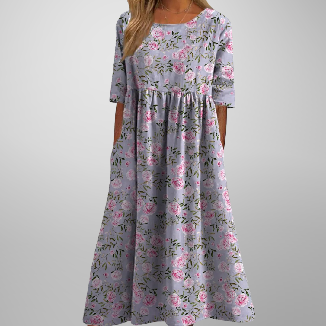 Robe Midi Imprimée à Col Rond pour Femmes