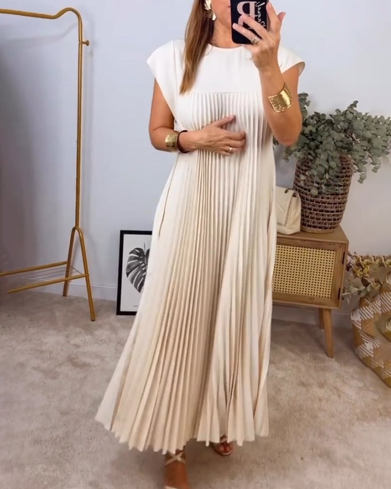 Robe Longue Plissée sans Manches pour Femme | Idéale pour le Quotidien